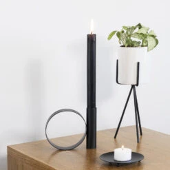 QUVIO Kaarsenstandaard Metaal Met Rond Handvat - Zwart -Woonmeubelwinkel 1000071637 0103