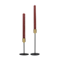 QUVIO Kaarsenstandaard - Set Van 2 (klein En Groot) - Metaal - Zwart En Goud