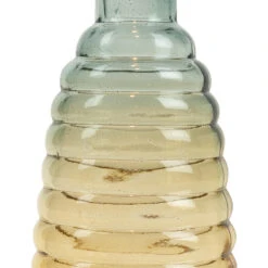 QUVIO Glazen Vaas Met Patroon, Geel/blauw - Hoogte 15 Cm -Woonmeubelwinkel 1000071679 0102