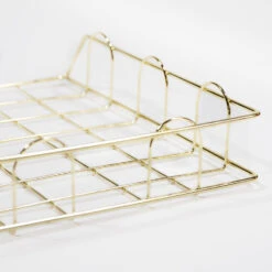 QUVIO Brievenbak Bureau Staal - Goud -Woonmeubelwinkel 1000071805 0102