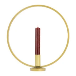 QUVIO Kandelaar - Rond - 29 Cm - Metaal - Goud