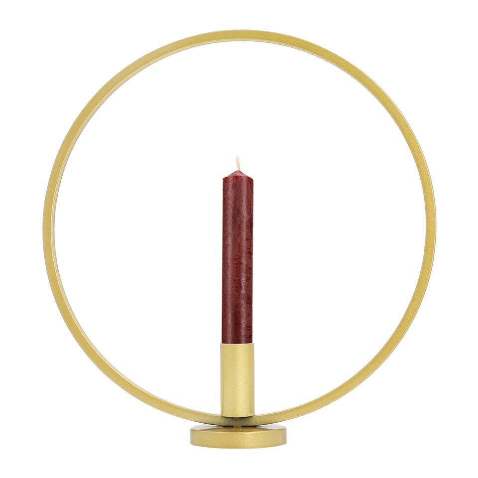 QUVIO Kandelaar - Rond - 29 Cm - Metaal - Goud 1 QUVIO Kandelaar - Rond - 29 Cm - Metaal - Goud