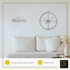 LW Collection Wandklok Alberto Zilver 52cm -Woonmeubelwinkel 1000073478 0103