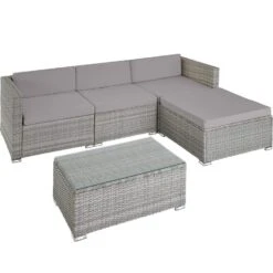 Tectake - Loungeset Florenz - Wicker - Grijs