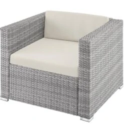 Tectake - Loungeset Milaan - Wicker - Lichtgrijs -Woonmeubelwinkel 1000077877 0102