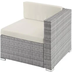 Tectake - Loungeset Milaan - Wicker - Lichtgrijs -Woonmeubelwinkel 1000077877 0103
