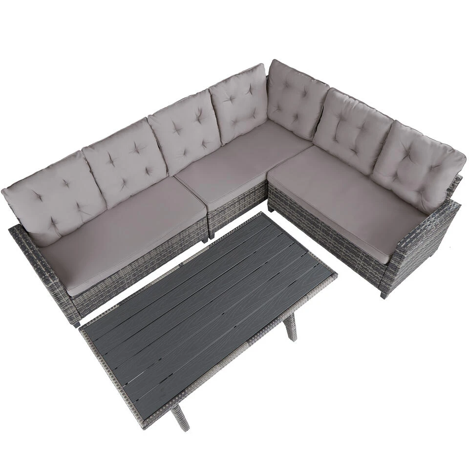 Tectake - Loungeset Catania - Wicker - Grijs 4 Tectake - Loungeset Catania - Wicker - Grijs - Afbeelding 4