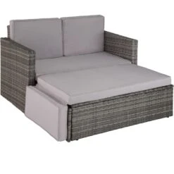 Tectake - Loungesofa Corfu-wicker Tuinset- Grijs