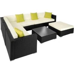 Tectake - Loungeset Marbella- Wicker Tuinset- Zwart