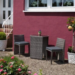 Tectake - Wicker Tuinset Bistroset - Hamburg - Zwart/ Bruin -Woonmeubelwinkel 1000078002 0102