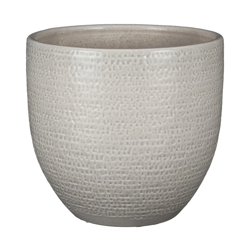 Mica Decorations Plantenpot - Terracotta - Lichtgrijs - D24/H22 Cm 1 Mica Decorations Plantenpot - Terracotta - Lichtgrijs - D24/H22 Cm