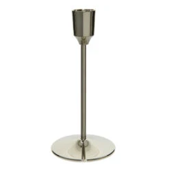 Decoris Diner Kandelaar - Voor Kaarsen - Aluminium - Zilver - 15 Cm