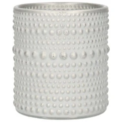 Countryfield Theelichthouder/kaarsenhouder - Parel Wit/zilver - H10 Cm