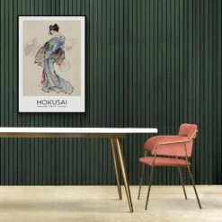 Walljar - Katsushika Hokusai - Woman - Poster Met Lijst / 70 X 100 Cm -Woonmeubelwinkel 1000091287 0103
