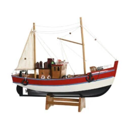 Vissersboot Schaalmodel - Hout - 40 X 13 X 35 Cm
