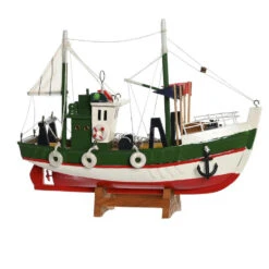Vissersboot Schaalmodel - Hout - 23 X 7 X 18 Cm