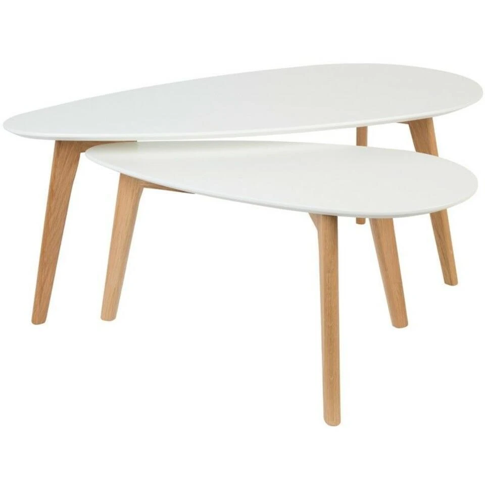 Puur Dalarö Bijzettafel Set - Hout - Wit 1 Puur Dalarö Bijzettafel Set - Hout - Wit