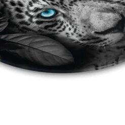 Glasschilderij Luipaard Ø 50 Cm Zwart-Wit -Woonmeubelwinkel 1000097282 0103