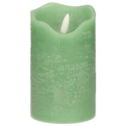 Stern Fabrik LED Kaars - Mintgroen - D7,5 X H12,5 Cm - Timer