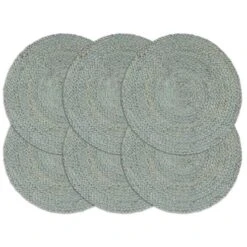 VidaXL Placemats 6 St Rond 38 Cm Jute Olijfgroen