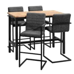 Bartafel Kyan - Zwart/naturel - 105x137x67 Cm -Woonmeubelwinkel 11930000 3013