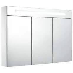 VidaXL Badkamerkast Met Spiegel En LED 88x13x62 Cm