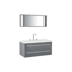 Beliani Badkamerkast Met Spiegel ALMERIA - Grijs Mdf -Woonmeubelwinkel 1746930180 0102