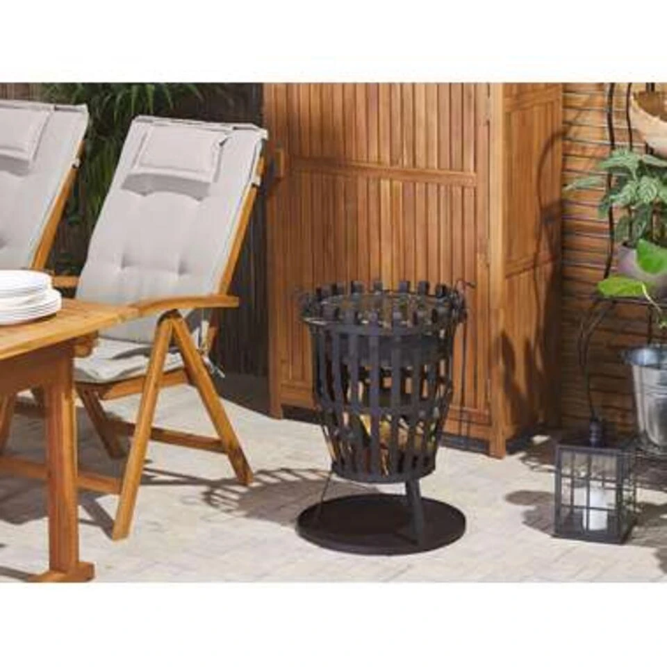 Beliani Vuurkorf Voor Hout PULO - Zwart Staal 2 Beliani Vuurkorf Voor Hout PULO - Zwart Staal - Afbeelding 2