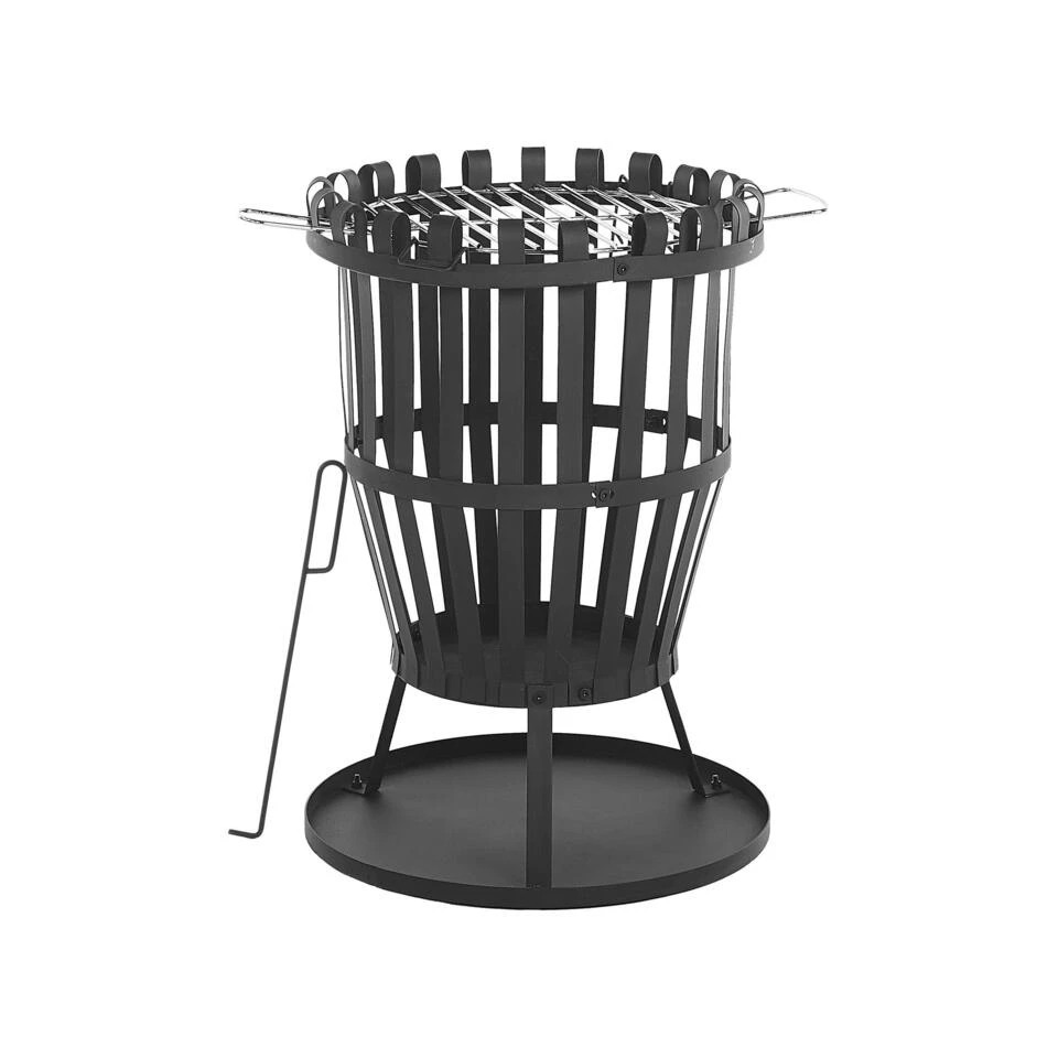 Beliani Vuurkorf Voor Hout PULO - Zwart Staal 1 Beliani Vuurkorf Voor Hout PULO - Zwart Staal