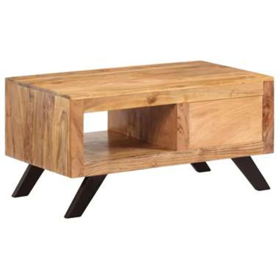 VidaXL Salontafel 90x50x45 Cm Massief Acaciahout 3 VidaXL Salontafel 90x50x45 Cm Massief Acaciahout - Afbeelding 3