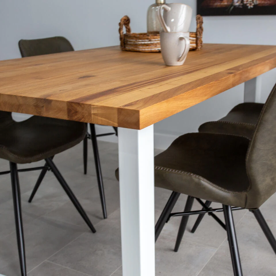 Eettafel Rover Eikenhout 180x90 U-poot Wit - 180x90x76 Cm - Eikenhout - Bruin 4 Eettafel Rover Eikenhout 180x90 U-poot Wit - 180x90x76 Cm - Eikenhout - Bruin - Afbeelding 4