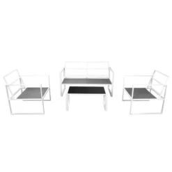 VidaXL 4-delige Loungeset Met Kussens Staal Wit -Woonmeubelwinkel 33896c0463334ed3a359f26aaaa55c0d