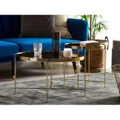 Beliani Bijzettafel LUCEA - Goud Veiligheidsglas, Ijzer -Woonmeubelwinkel 546af3c7b68e4b5c84e2a376c309ab24