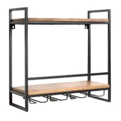 Wijnrek Kyan - Zwart/naturel - 60x60x28 Cm