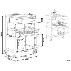 Beliani Keukentrolley LUGO - Wit Mdf -Woonmeubelwinkel 76bcc3057a804bfe96a0dab8f1f03637