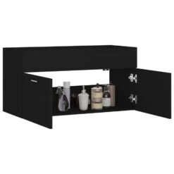 VidaXL Wastafelkast 90x38,5x46 Cm Spaanplaat Zwart -Woonmeubelwinkel 832fa52cc26045638e66e299dfee681b