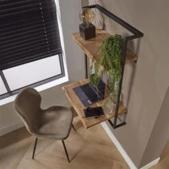 Zwevend Bureau Industrieel Ellen Acaciahout - 45x65x100 Cm - Hout - Bruin -Woonmeubelwinkel 9faa6eb82a9e4aca940eead579b1fd20