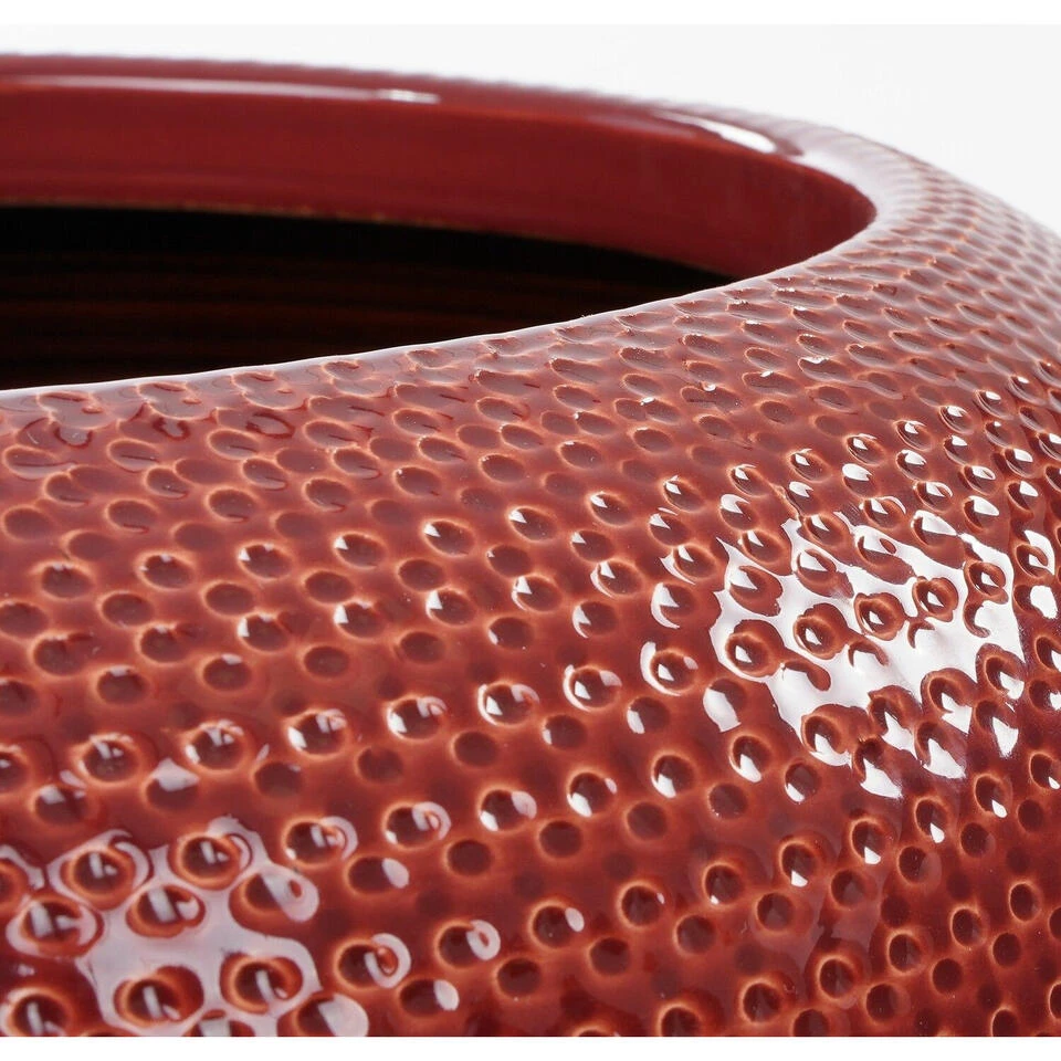 Mica Decorations Bloempot - Schaal - Rood - Geribbeld - 23 X 13 Cm 2 Mica Decorations Bloempot - Schaal - Rood - Geribbeld - 23 X 13 Cm - Afbeelding 2