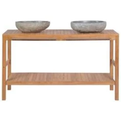 VidaXL Badkamer Wastafelkast Met Rivierstenen Wastafels Teakhout -Woonmeubelwinkel b9dbdc97a5a44ad29a7a7c0c6acaad62