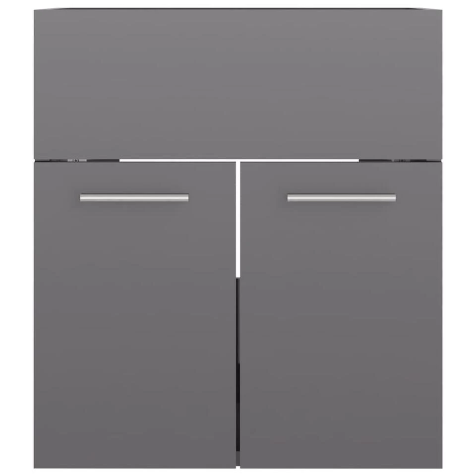 VidaXL Wastafelkast 41x38,5x46 Cm Spaanplaat Hoogglans Grijs 3 VidaXL Wastafelkast 41x38,5x46 Cm Spaanplaat Hoogglans Grijs - Afbeelding 3
