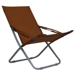 VidaXL Strandstoelen 2 St Inklapbaar Stof Bruin -Woonmeubelwinkel d6b7f5864b5c464bbfd897870fec0747